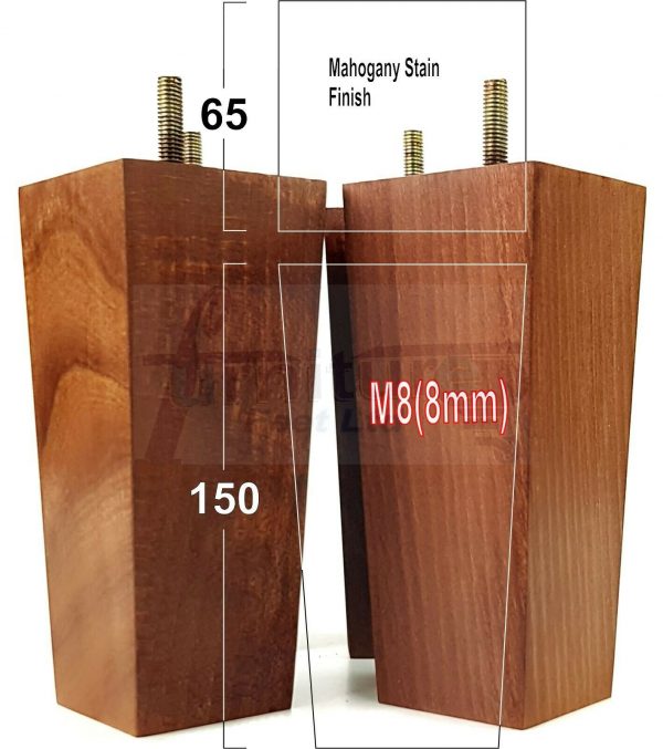 4x REPLACEMENT BLOCK WOOD FURNITURE LEGS M8(8mm) CHAIR - SETTEE FEET 150mm HIGH - Image 22