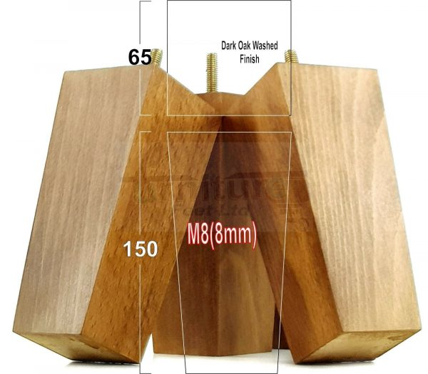 4x REPLACEMENT BLOCK WOOD FURNITURE LEGS M8(8mm) CHAIR - SETTEE FEET 150mm HIGH - Image 18