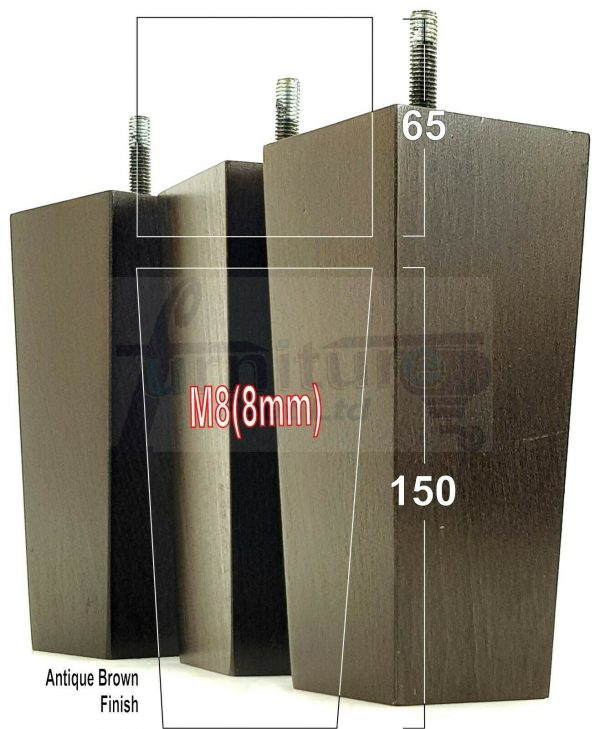 4x REPLACEMENT BLOCK WOOD FURNITURE LEGS M8(8mm) CHAIR - SETTEE FEET 150mm HIGH - Image 13