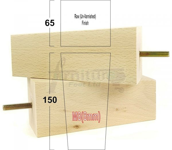 4x REPLACEMENT BLOCK WOOD FURNITURE LEGS M8(8mm) CHAIR - SETTEE FEET 150mm HIGH - Image 30