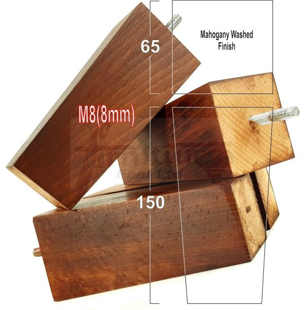 4x REPLACEMENT BLOCK WOOD FURNITURE LEGS M8(8mm) CHAIR - SETTEE FEET 150mm HIGH - Image 23