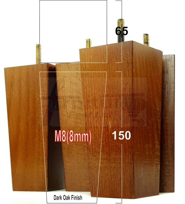 4x REPLACEMENT BLOCK WOOD FURNITURE LEGS M8(8mm) CHAIR - SETTEE FEET 150mm HIGH - Image 17