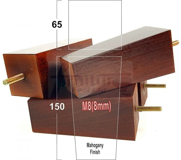 4x REPLACEMENT BLOCK WOOD FURNITURE LEGS M8(8mm) CHAIR - SETTEE FEET 150mm HIGH - Image 21