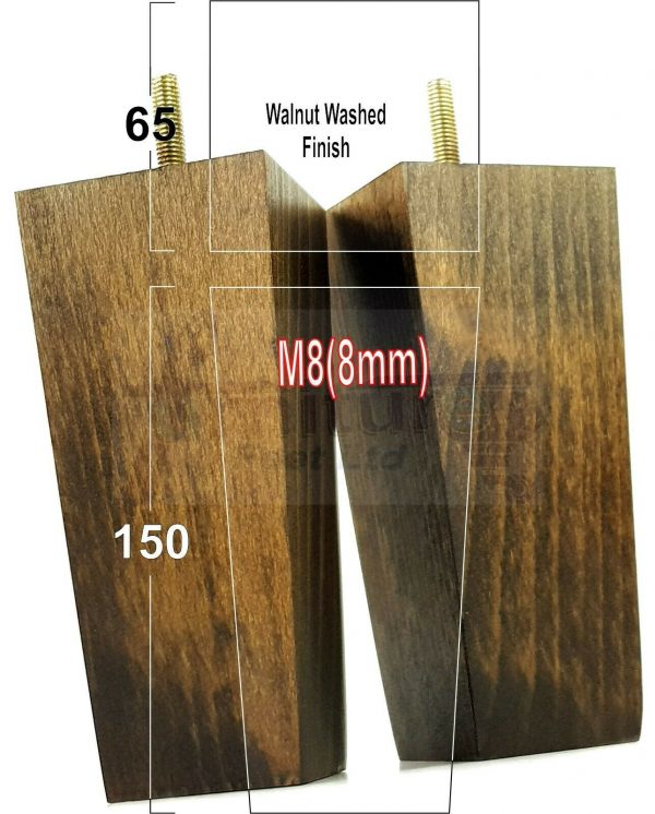 4x REPLACEMENT BLOCK WOOD FURNITURE LEGS M8(8mm) CHAIR - SETTEE FEET 150mm HIGH - Image 19