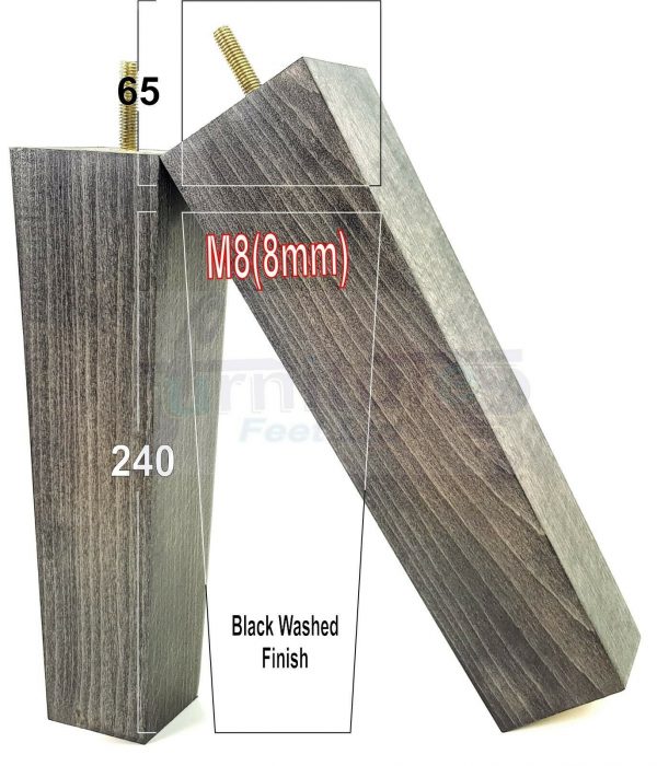 4x REPLACEMENT BLOCK WOOD FURNITURE SOFA LEGS M8(8mm) CHAIR FEET 240mm HIGH - Image 14