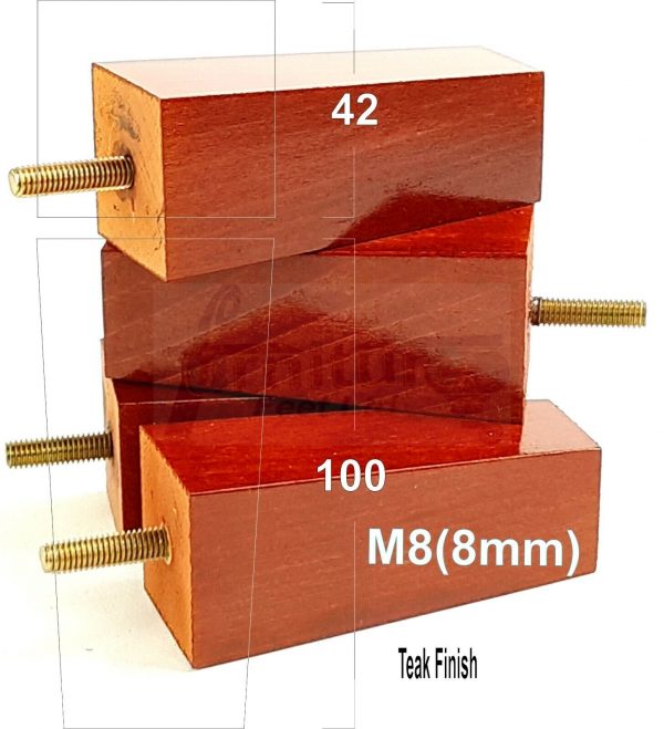 4x REPLACEMENT BLOCK WOOD SETTEE LEGS 100mm High SOFA FURNITURE FEET M8(8mm) - Image 25
