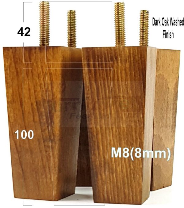 4x REPLACEMENT BLOCK WOOD SETTEE LEGS 100mm High SOFA FURNITURE FEET M8(8mm) - Image 15