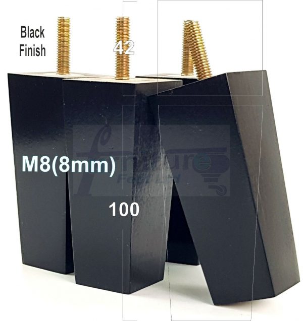 4x REPLACEMENT BLOCK WOOD SETTEE LEGS 100mm High SOFA FURNITURE FEET M8(8mm) - Image 12