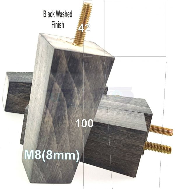 4x REPLACEMENT BLOCK WOOD SETTEE LEGS 100mm High SOFA FURNITURE FEET M8(8mm) - Image 13