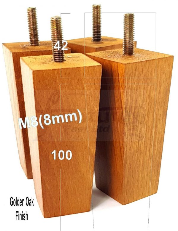 4x REPLACEMENT BLOCK WOOD SETTEE LEGS 100mm High SOFA FURNITURE FEET M8(8mm) - Image 18