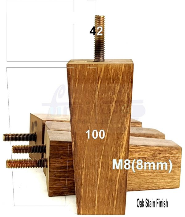 4x REPLACEMENT BLOCK WOOD SETTEE LEGS 100mm High SOFA FURNITURE FEET M8(8mm) - Image 16