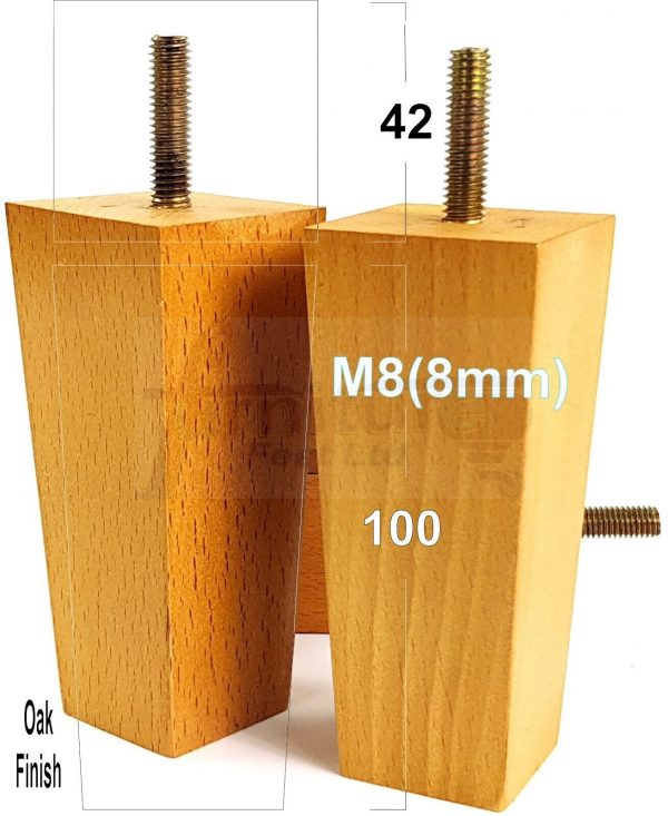 4x REPLACEMENT BLOCK WOOD SETTEE LEGS 100mm High SOFA FURNITURE FEET M8(8mm) - Image 23