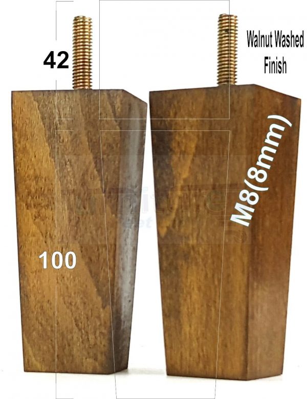 4x REPLACEMENT BLOCK WOOD SETTEE LEGS 100mm High SOFA FURNITURE FEET M8(8mm) - Image 17
