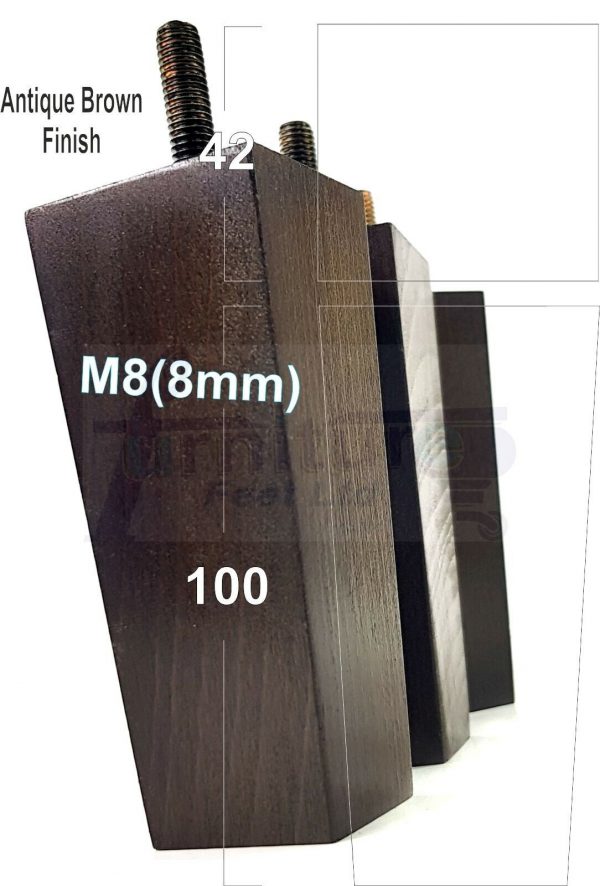 4x REPLACEMENT BLOCK WOOD SETTEE LEGS 100mm High SOFA FURNITURE FEET M8(8mm) - Image 10