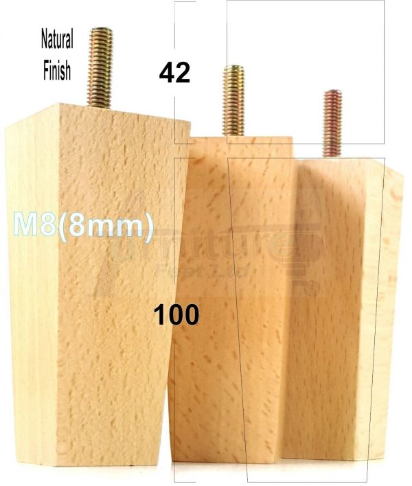 4x REPLACEMENT BLOCK WOOD SETTEE LEGS 100mm High SOFA FURNITURE FEET M8(8mm) - Image 21