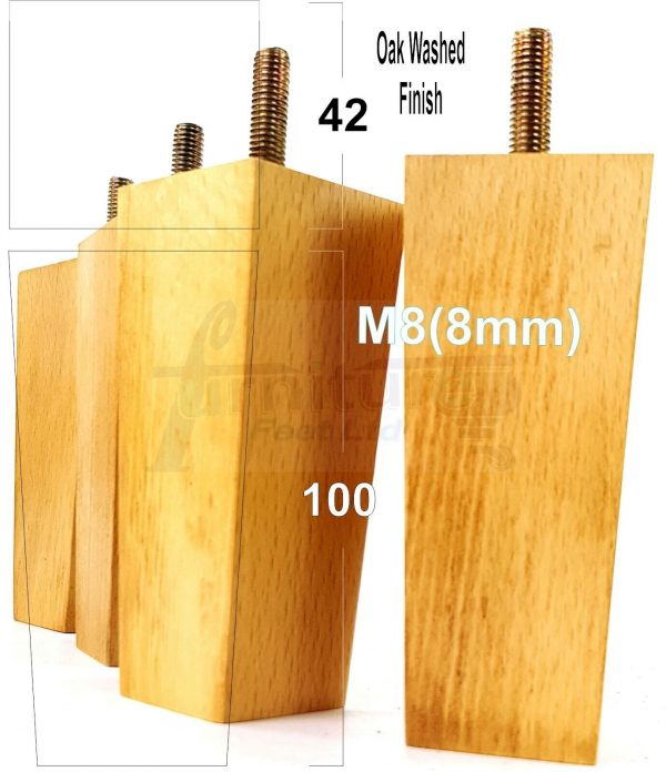 4x REPLACEMENT BLOCK WOOD SETTEE LEGS 100mm High SOFA FURNITURE FEET M8(8mm) - Image 24
