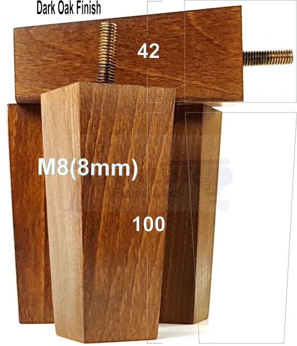 4x REPLACEMENT BLOCK WOOD SETTEE LEGS 100mm High SOFA FURNITURE FEET M8(8mm) - Image 14