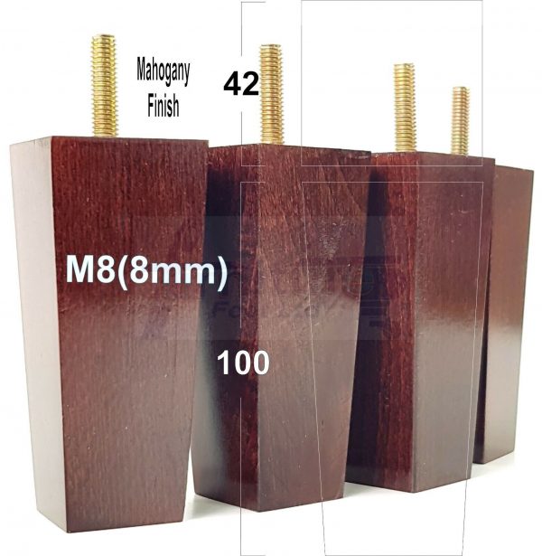 4x REPLACEMENT BLOCK WOOD SETTEE LEGS 100mm High SOFA FURNITURE FEET M8(8mm) - Image 20