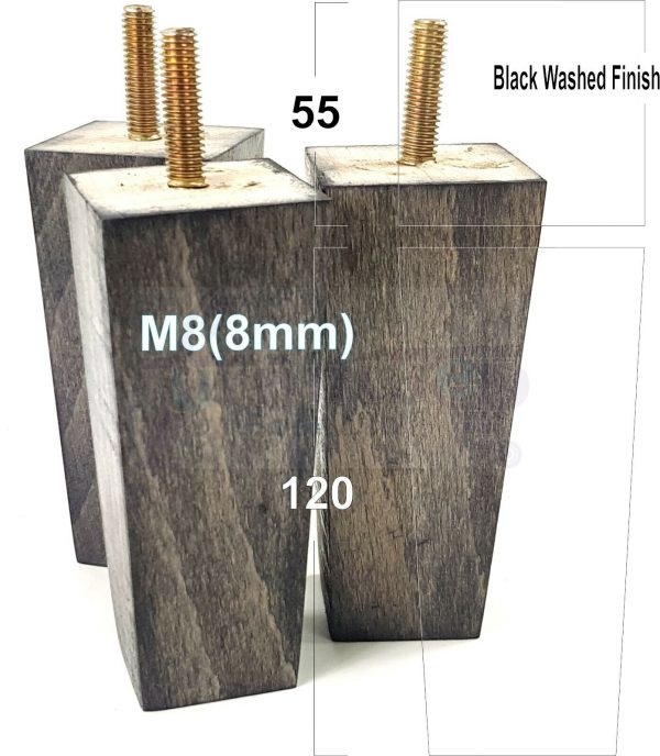 4x REPLACEMENT BLOCK WOOD SETTEE LEGS 120mm High SOFA FURNITURE FEET M8(8mm) - Image 13