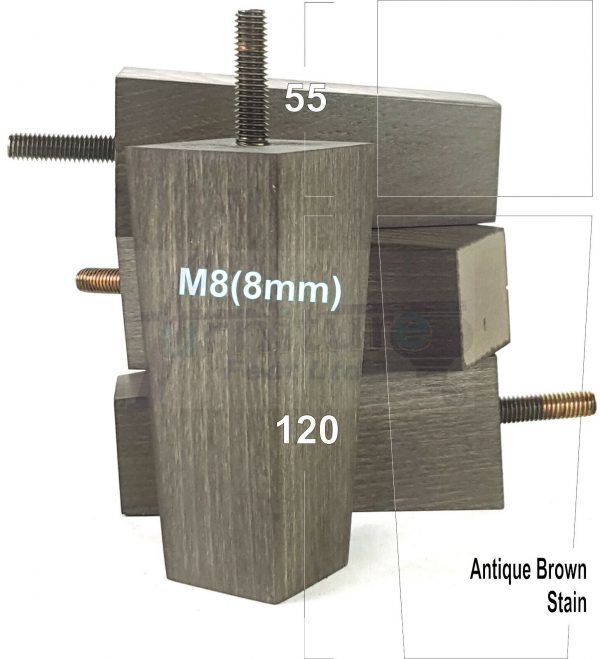 4x REPLACEMENT BLOCK WOOD SETTEE LEGS 120mm High SOFA FURNITURE FEET M8(8mm) - Image 11