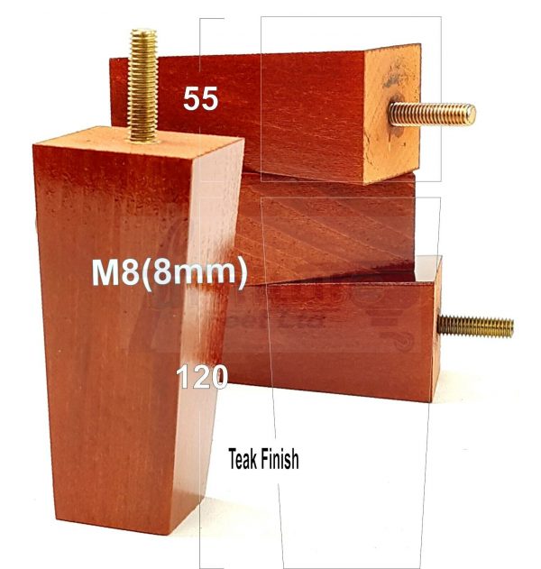 4x REPLACEMENT BLOCK WOOD SETTEE LEGS 120mm High SOFA FURNITURE FEET M8(8mm) - Image 25
