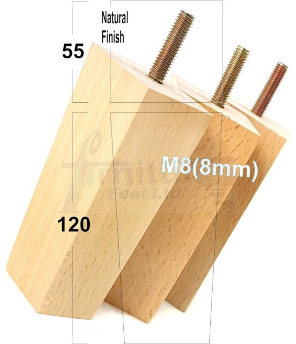 4x REPLACEMENT BLOCK WOOD SETTEE LEGS 120mm High SOFA FURNITURE FEET M8(8mm) - Image 21