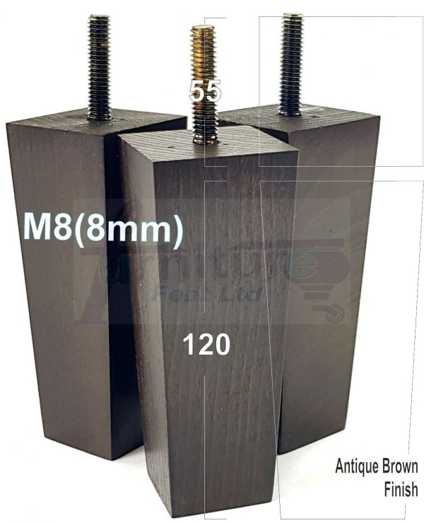 4x REPLACEMENT BLOCK WOOD SETTEE LEGS 120mm High SOFA FURNITURE FEET M8(8mm) - Image 10