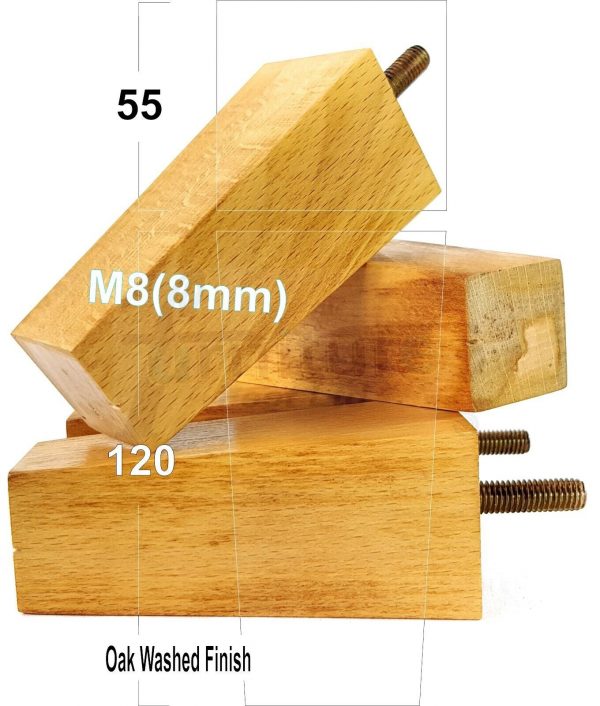 4x REPLACEMENT BLOCK WOOD SETTEE LEGS 120mm High SOFA FURNITURE FEET M8(8mm) - Image 24