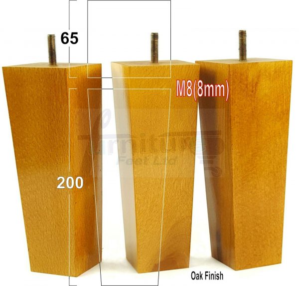 4x REPLACEMENT BLOCK WOODEN FURNITURE SOFA LEGS M8(8mm) CHAIR FEET 200mm HIGH - Image 24