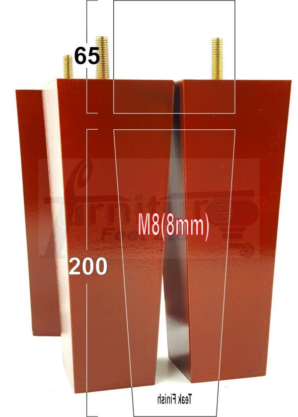 4x REPLACEMENT BLOCK WOODEN FURNITURE SOFA LEGS M8(8mm) CHAIR FEET 200mm HIGH - Image 28