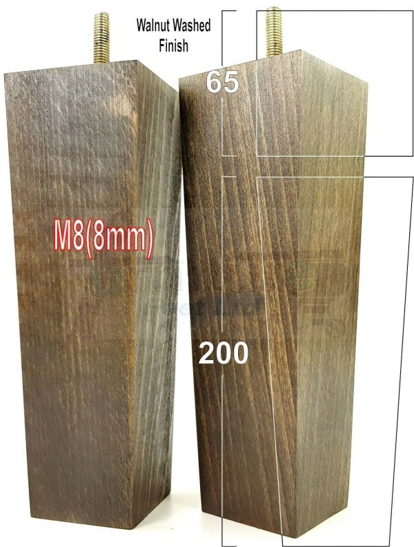 4x REPLACEMENT BLOCK WOODEN FURNITURE SOFA LEGS M8(8mm) CHAIR FEET 200mm HIGH - Image 17