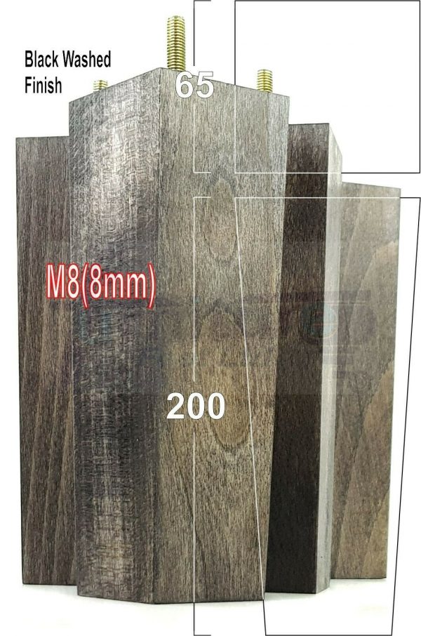 4x REPLACEMENT BLOCK WOODEN FURNITURE SOFA LEGS M8(8mm) CHAIR FEET 200mm HIGH - Image 14