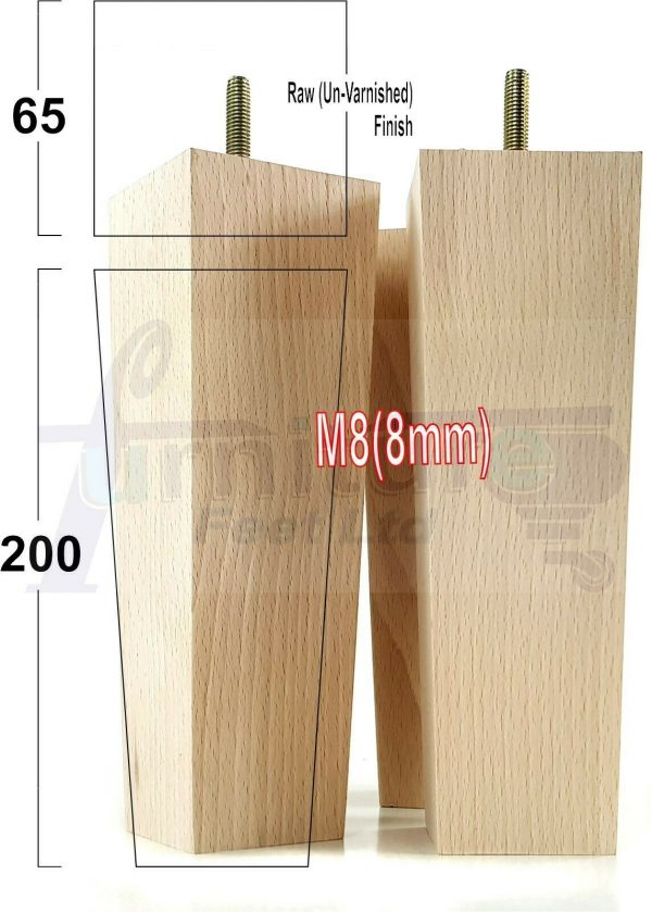 4x REPLACEMENT BLOCK WOODEN FURNITURE SOFA LEGS M8(8mm) CHAIR FEET 200mm HIGH - Image 27