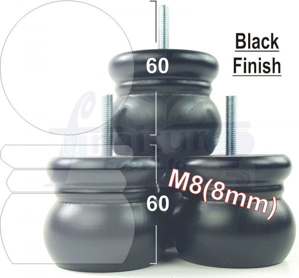 4x REPLACEMENT SOLID WOODEN FURNITURE SOFA LEGS M8(8mm) SETTEE FEET 60mm HIGH - Image 12
