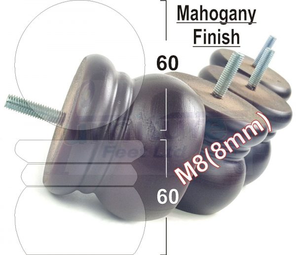 4x REPLACEMENT SOLID WOODEN FURNITURE SOFA LEGS M8(8mm) SETTEE FEET 60mm HIGH - Image 14