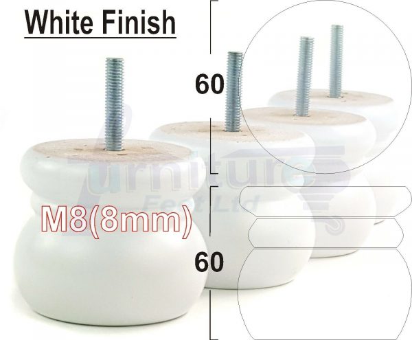 4x REPLACEMENT SOLID WOODEN FURNITURE SOFA LEGS M8(8mm) SETTEE FEET 60mm HIGH - Image 18