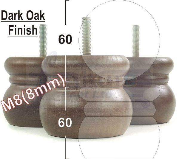 4x REPLACEMENT SOLID WOODEN FURNITURE SOFA LEGS M8(8mm) SETTEE FEET 60mm HIGH - Image 13