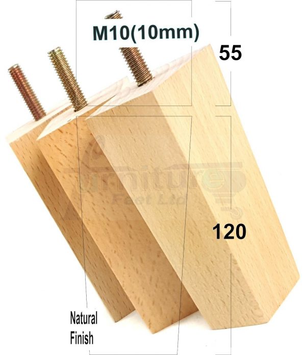4x REPLACEMENT WOOD FURNITURE SOFA LEGS M10(10mm) CHAIR - SETTEE FEET 120mm HIGH - Image 22