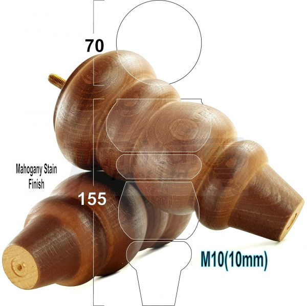 4x REPLACEMENT WOOD FURNITURE SOFA LEGS M10(10mm) CHAIR - SETTEE FEET 155mm HIGH - Image 20