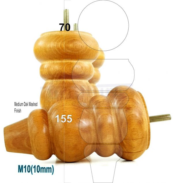 4x REPLACEMENT WOOD FURNITURE SOFA LEGS M10(10mm) CHAIR - SETTEE FEET 155mm HIGH - Image 22