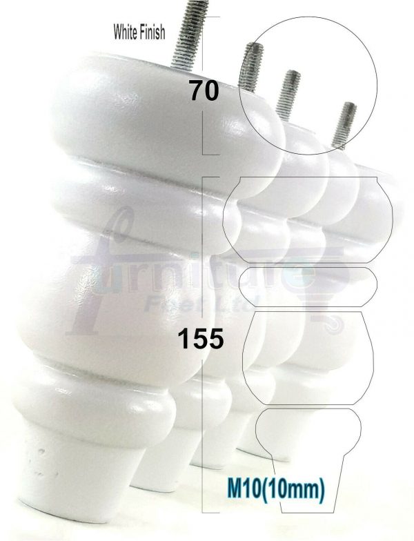 4x REPLACEMENT WOOD FURNITURE SOFA LEGS M10(10mm) CHAIR - SETTEE FEET 155mm HIGH - Image 30
