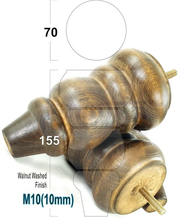 4x REPLACEMENT WOOD FURNITURE SOFA LEGS M10(10mm) CHAIR - SETTEE FEET 155mm HIGH - Image 16