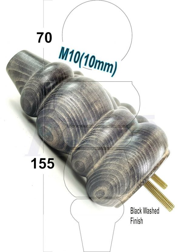4x REPLACEMENT WOOD FURNITURE SOFA LEGS M10(10mm) CHAIR - SETTEE FEET 155mm HIGH - Image 13