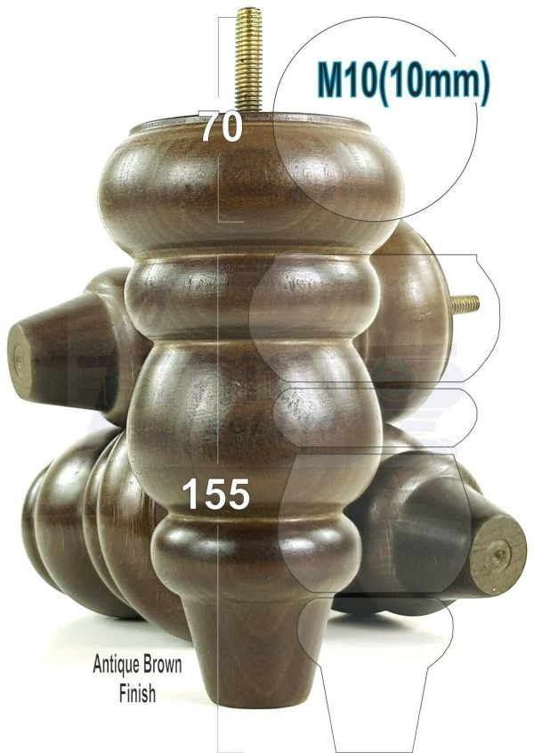4x REPLACEMENT WOOD FURNITURE SOFA LEGS M10(10mm) CHAIR - SETTEE FEET 155mm HIGH - Image 11