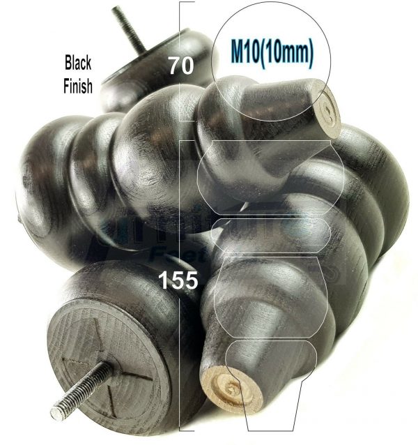 4x REPLACEMENT WOOD FURNITURE SOFA LEGS M10(10mm) CHAIR - SETTEE FEET 155mm HIGH - Image 12