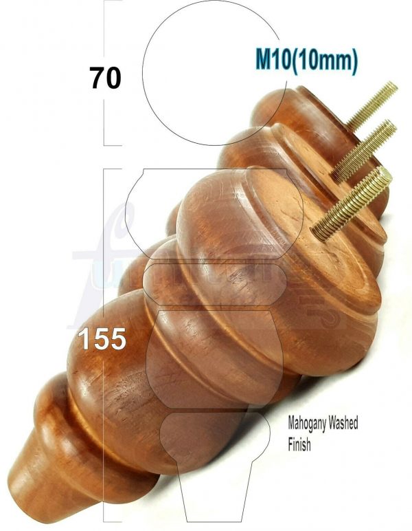 4x REPLACEMENT WOOD FURNITURE SOFA LEGS M10(10mm) CHAIR - SETTEE FEET 155mm HIGH - Image 21