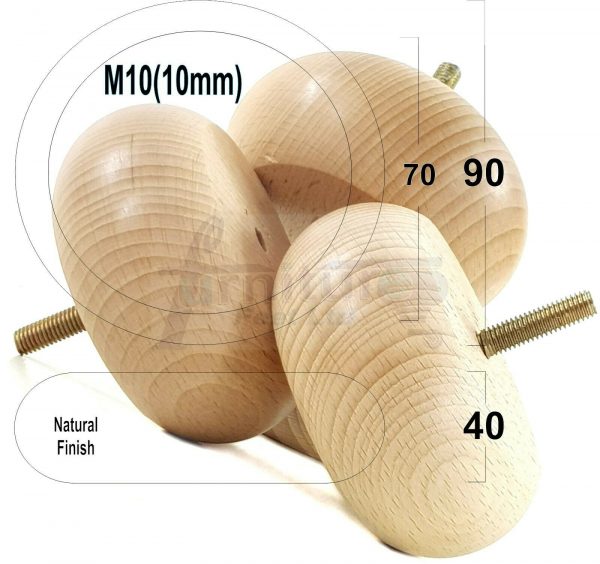 4x REPLACEMENT WOOD FURNITURE SOFA LEGS M10(10mm) CHAIR - SETTEE FEET 40mm HIGH - Image 22