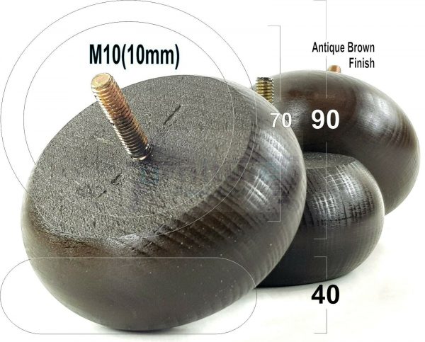 4x REPLACEMENT WOOD FURNITURE SOFA LEGS M10(10mm) CHAIR - SETTEE FEET 40mm HIGH - Image 12