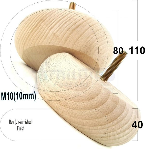 4x REPLACEMENT WOOD FURNITURE SOFA LEGS M10(10mm) CHAIR - SETTEE FEET 40mm HIGH - Image 28