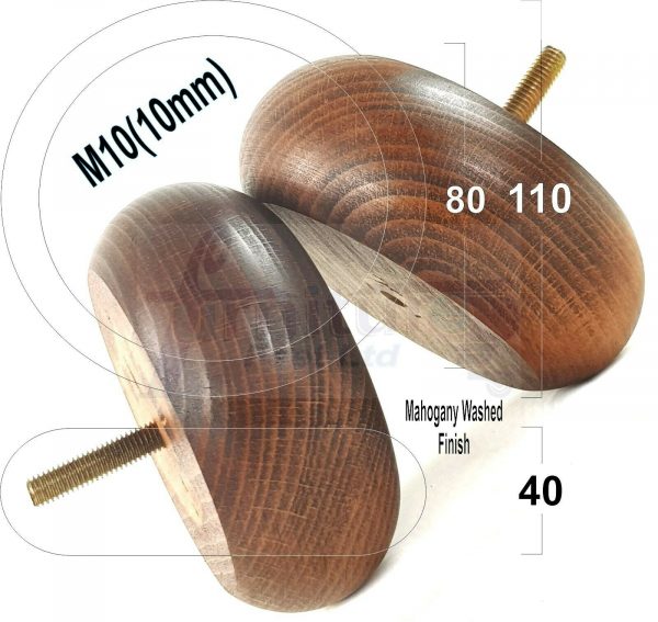 4x REPLACEMENT WOOD FURNITURE SOFA LEGS M10(10mm) CHAIR - SETTEE FEET 40mm HIGH - Image 21